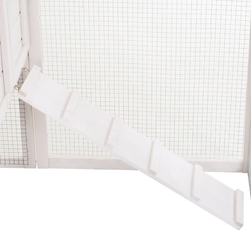 PawHut kippenhok ren pluimveehok met stok legnest massief hout