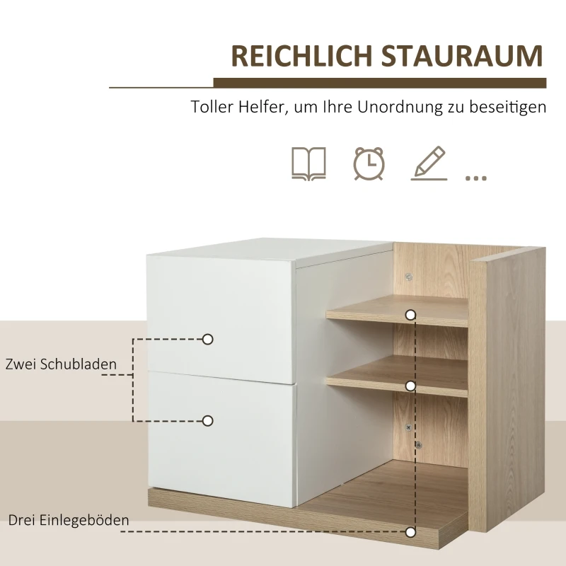 HOMCOM Bureau-organizer boekenplank 2 lades MDF Wit 60 x 40 x 45 cm