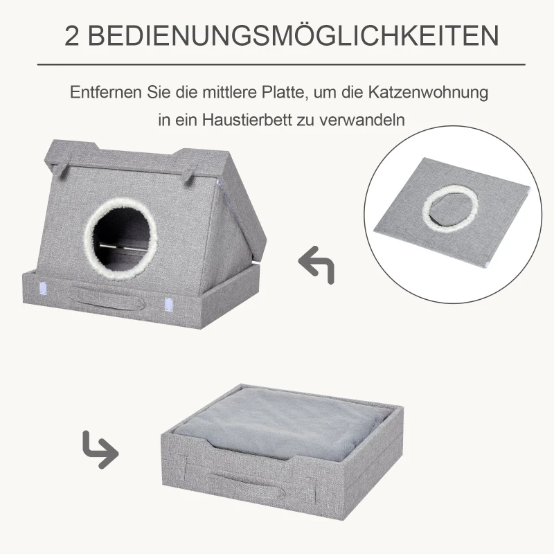 kattengrot met krabplank multifunctioneel kattenbed krabhuis inklapbaar sisal