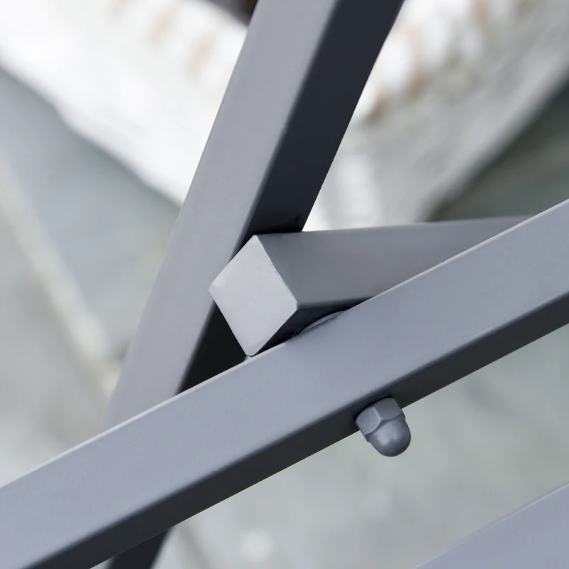 Outsunny Dubbele fauteuil met tafel tuinstoel inklapbaar staal 141 x 60 x 87 grijs