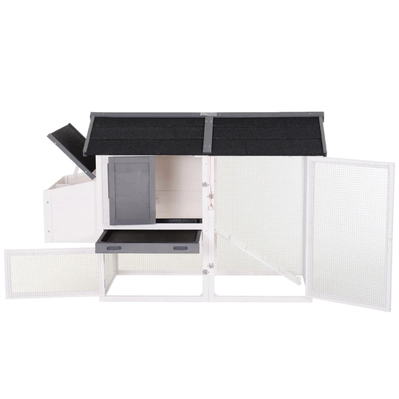 PawHut kippenhok ren pluimveehok met stok legnest massief hout