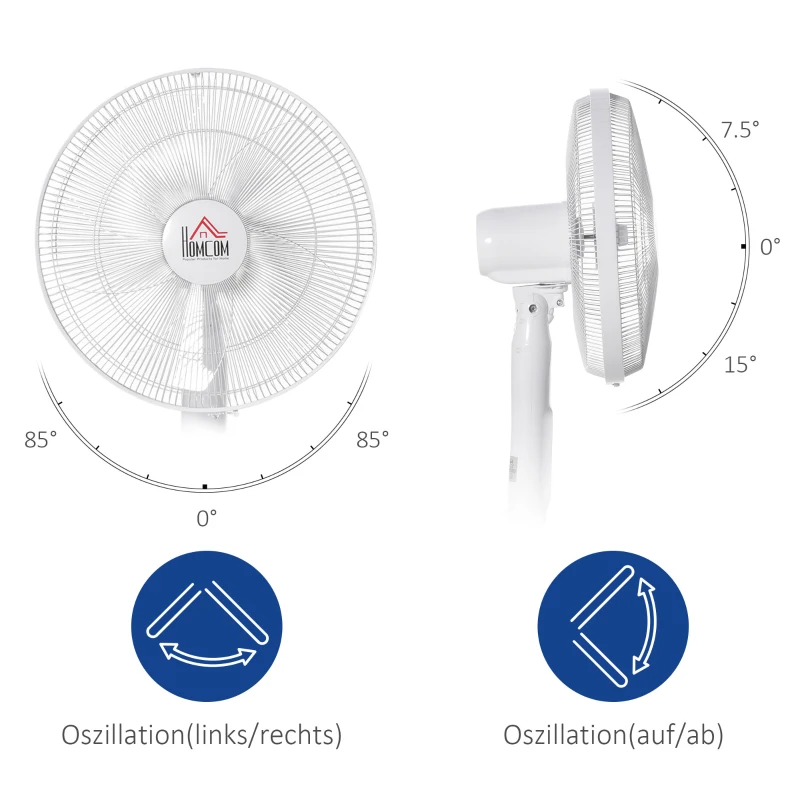 HOMCOM 138 cm staande ventilator 5 uurs timer ventilator 3 snelheden instelbaar staal
