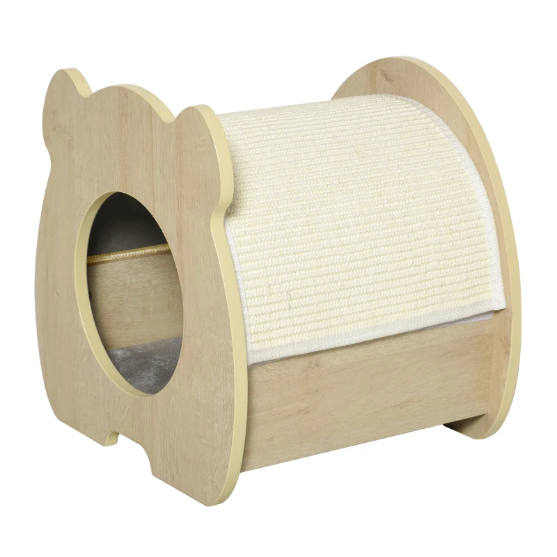 kattenhuis krabhuis met pluche kattenbed kattengrot sisal pluche naturel