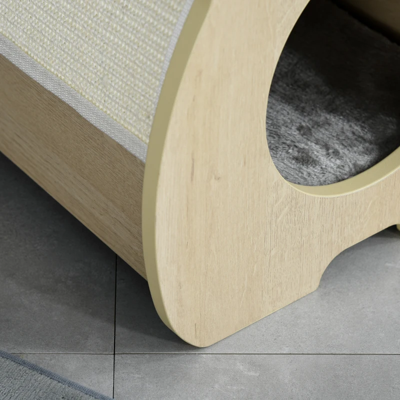 kattenhuis krabhuis met pluche kattenbed kattengrot sisal pluche naturel