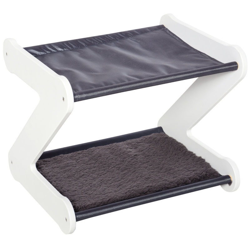 kattenbed twee verdiepingen kattenhuis in Z-vorm polyester E1-MDF grijs