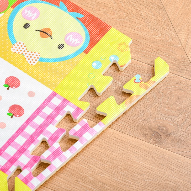 HOMCOM Puzzelmat kindertapijt opvouwbaar EVA kinderdieren patroon 61,5 x 61,5 cm