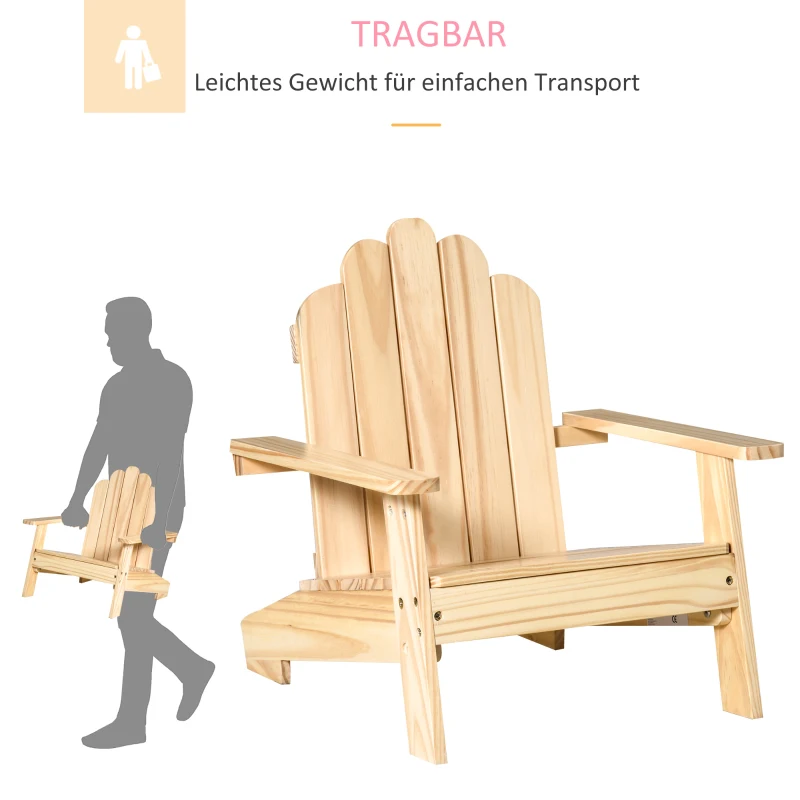 Adirondack tuinstoel kinderen tuinligstoel balkonstoel gemaakt van hout naturel
