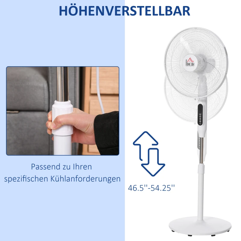 HOMCOM 138 cm staande ventilator 5 uurs timer ventilator 3 snelheden instelbaar staal