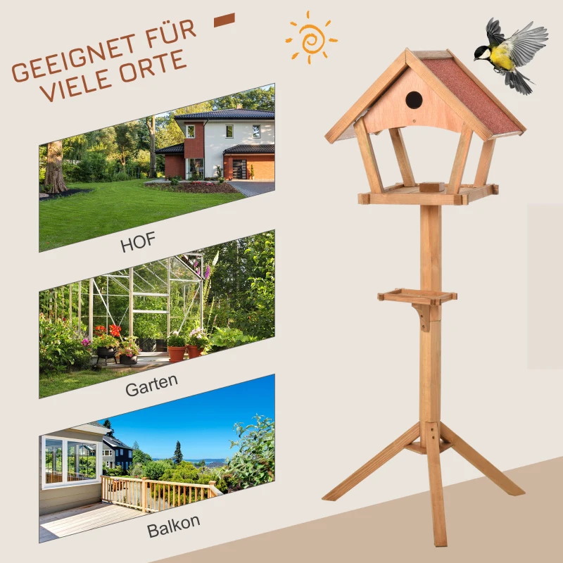 PawHut Vogelhuis houten vogelvilla voederhuis vogelhuis op staander vogelhuisje