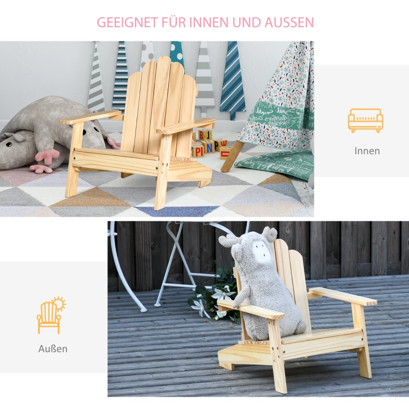 Adirondack tuinstoel kinderen tuinligstoel balkonstoel gemaakt van hout naturel