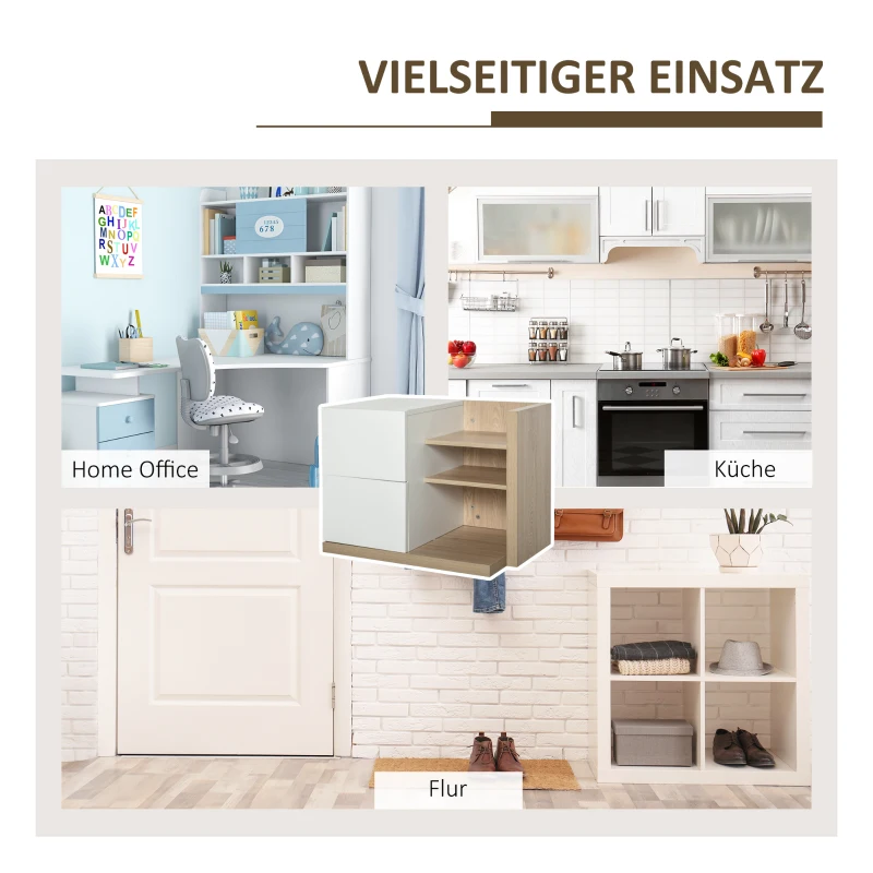 HOMCOM Bureau-organizer boekenplank 2 lades MDF Wit 60 x 40 x 45 cm