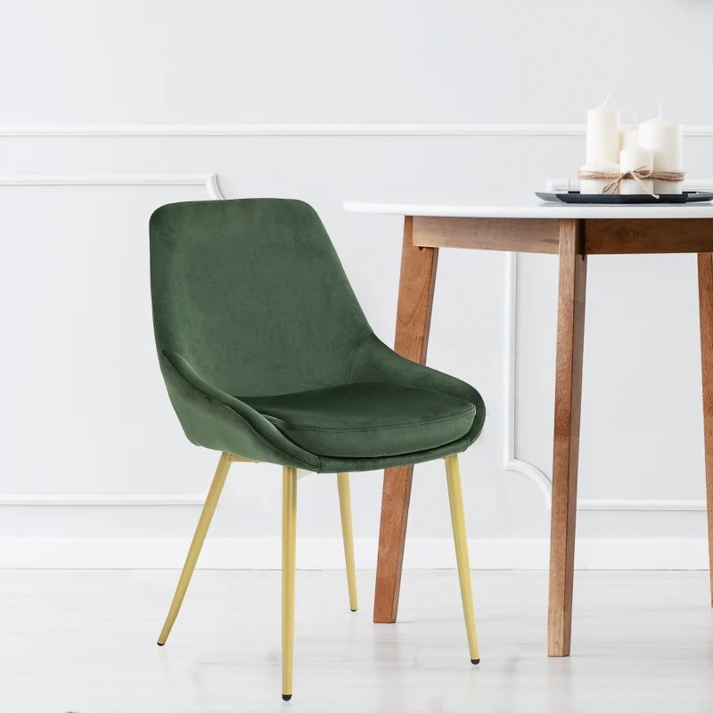 Eetkamerstoel met rugleuning keukenstoel vintage gestoffeerde stoel polyester groen