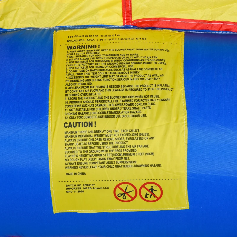 Opblaasbaar springkasteel met glijbaan springkasteel speelkasteel met blazer voor 3 kinderen