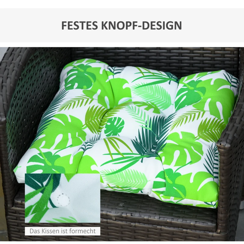 Outsunny Set van 2 zitkussens 50x45cm stoelkussens zitkussen tuinstoelkussens groen