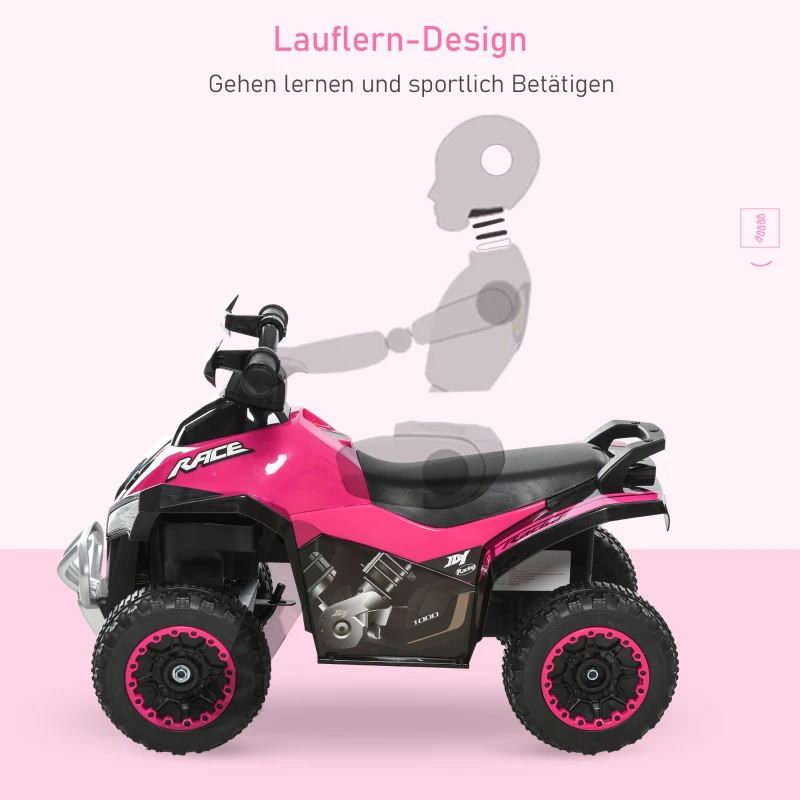 HOMCOM Trapauto kinderloopauto kinderauto met voeten schuiven licht muziek roze