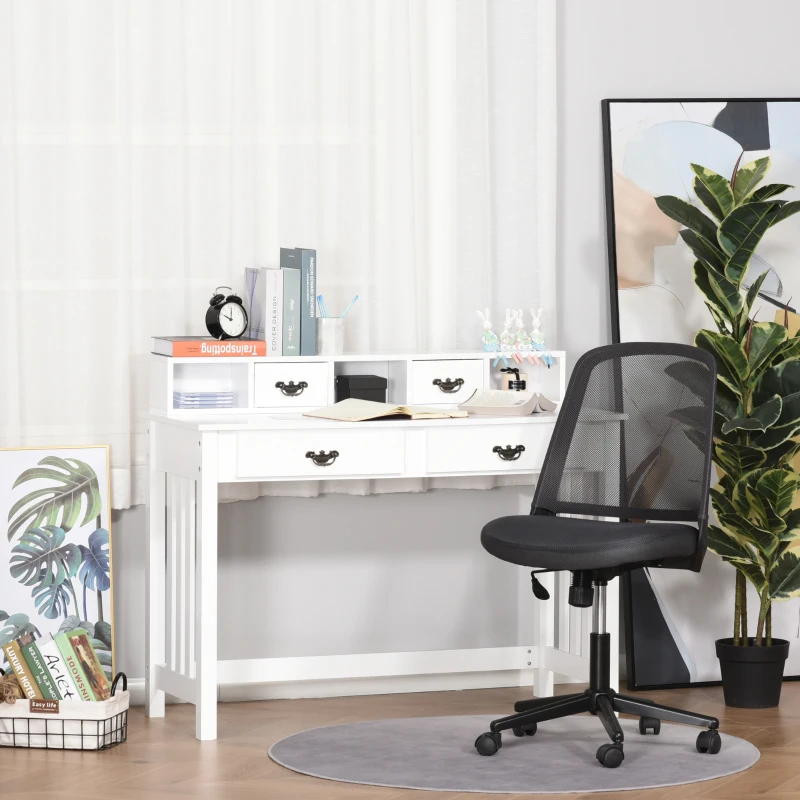 HOMCOM bureaustoel gestoffeerde stoel fauteuil met rugleuning armleuningen Fluweelzacht polyesterschuim beukenhout grijs + naturel 71 x 68 x 101 cm