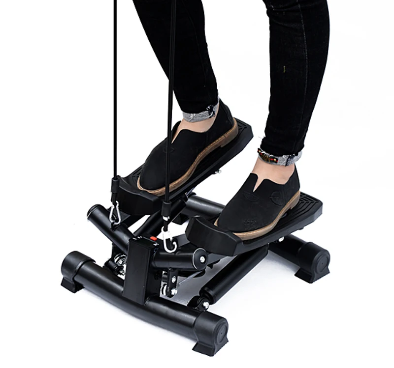 HOMCOM Mini Stepper W/Training Ropes-Black
