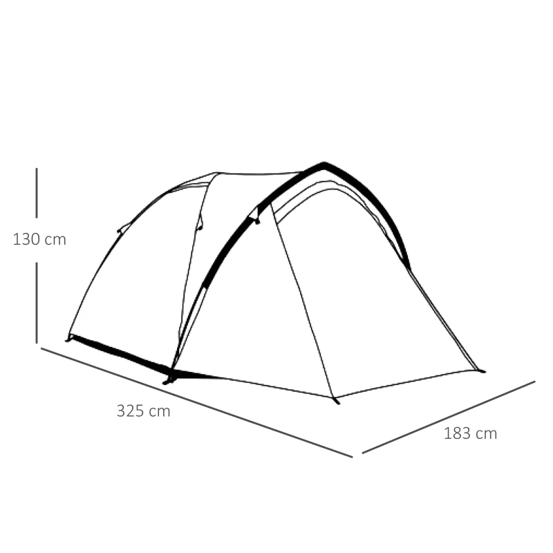 Tent voor 3-4 personen 190T kampeertent met haringen koepeltent glasfiber