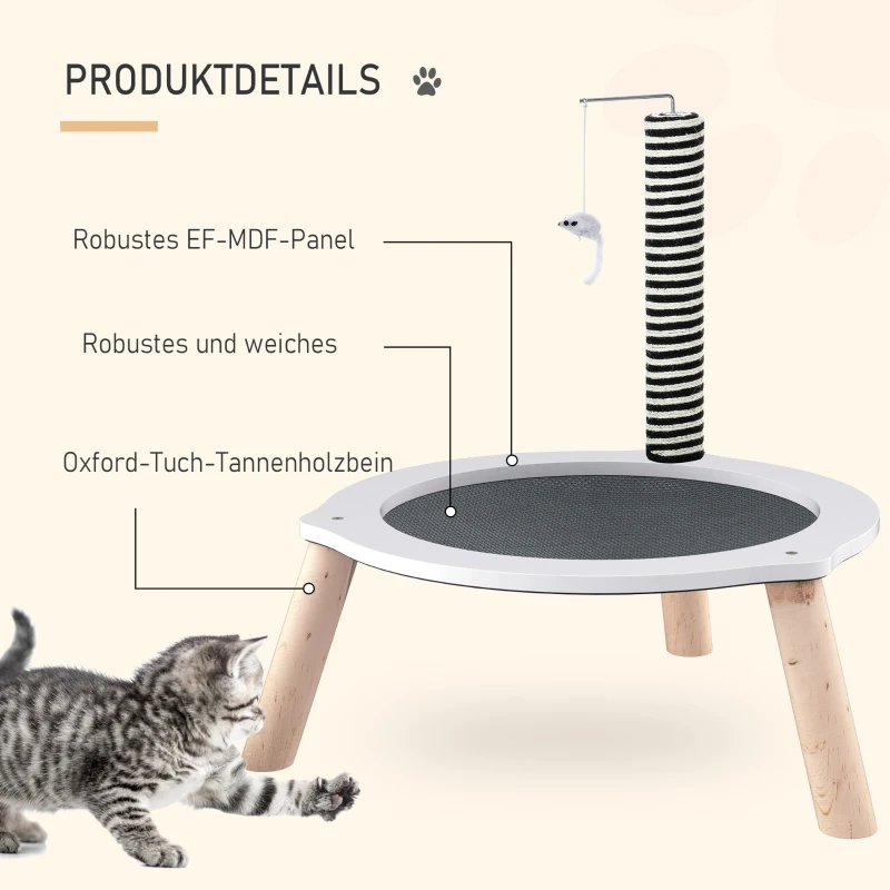 PawHut kattenbed groot kattenbed met krabpaal en speelmuis