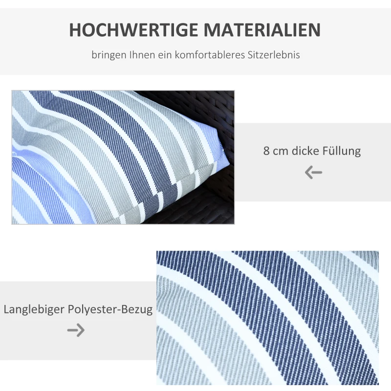 Outsunny Set van 2 zitkussens 50x45cm stoelkussens zitkussen tuinstoelkussens blauw