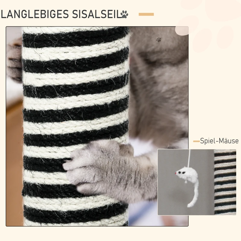 PawHut kattenbed groot kattenbed met krabpaal en speelmuis