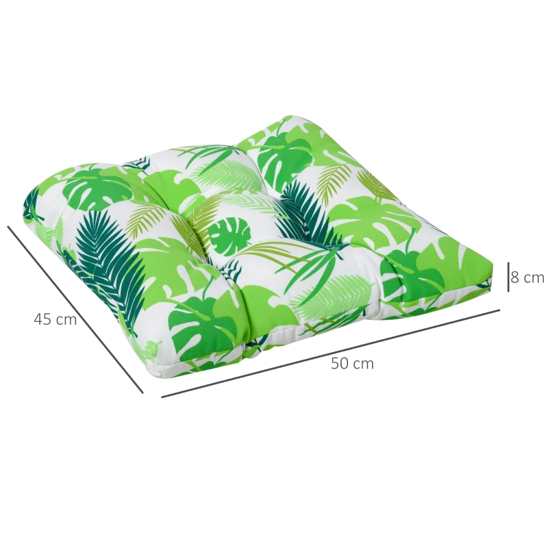 Outsunny Set van 2 zitkussens 50x45cm stoelkussens zitkussen tuinstoelkussens groen