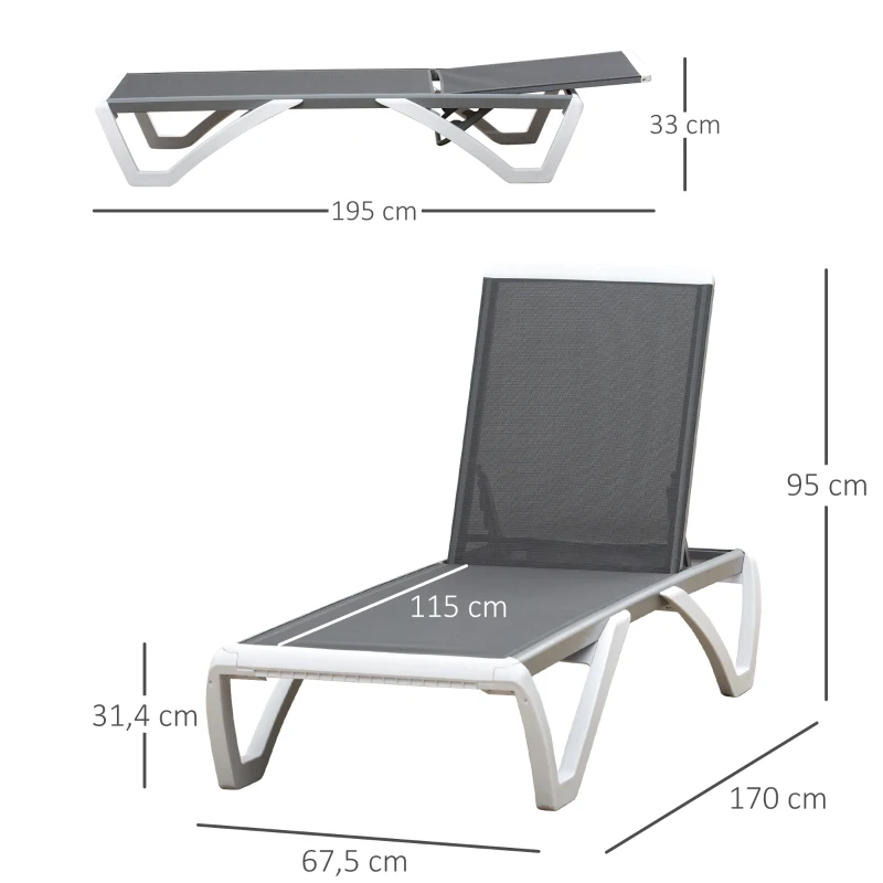 Ligstoel aluminium ligstoel stoffen ligbed relax ligstoel 5-voudig verstelbaar Texteline