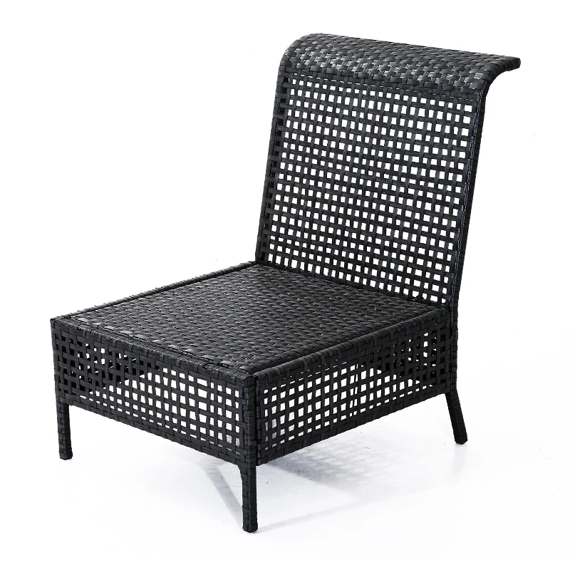 Outsunny Rattan Armless Chair, 80Lx60Wx82H cm-Black/Beige