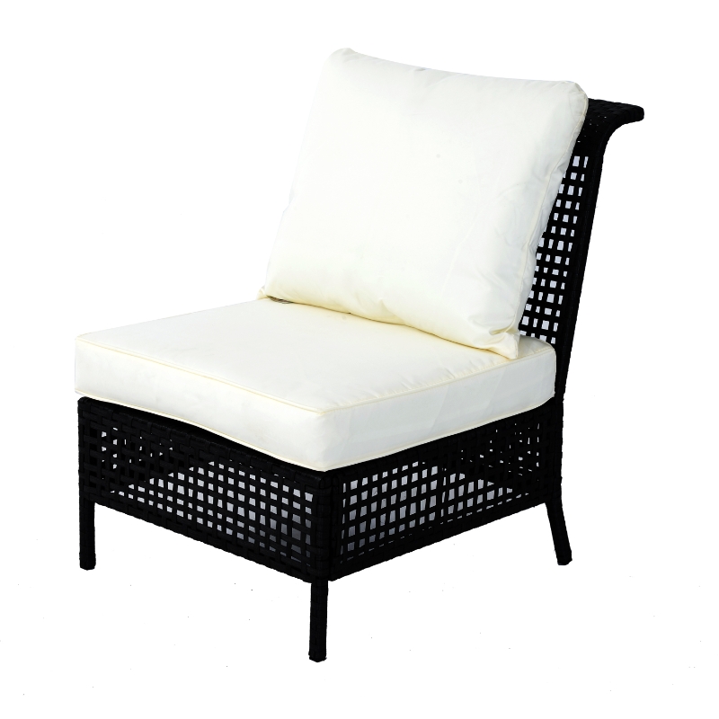 Outsunny Rattan Armless Chair, 80Lx60Wx82H cm-Black/Beige