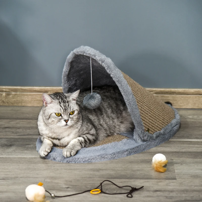 kattenbed kattenhuis omkeerbaar dak 2-in-1 krabbed voor katten sisal pluche