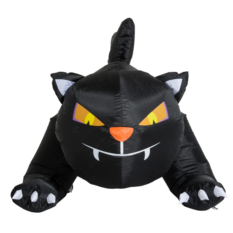 HOMCOM Halloween Inflatable Black Cat Decoration, 1.2m, W/LED Lights