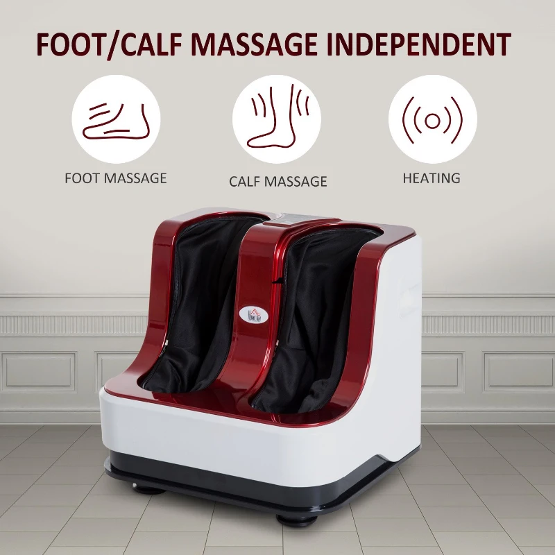 HOMCOM Automatic Heated Electric Foot Massager-Red/White/Black