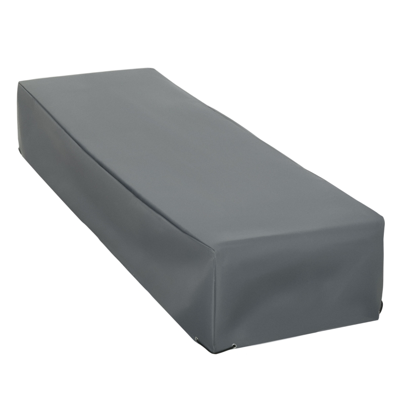 Outsunny 200x73cm Outdoor Garden Rattan Furniture Protective Cover Water UV Resistant Grey