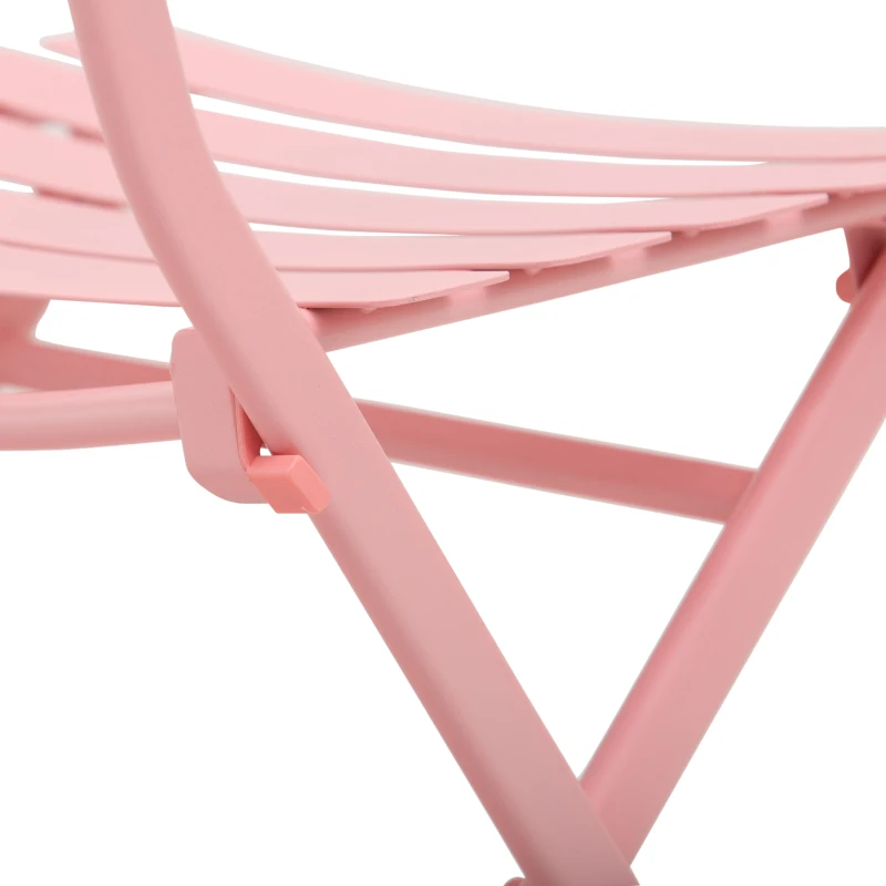 Tuinset metalen meubelset 3-delig. Bistrotafel met 2 stoelen roze