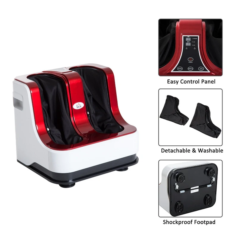 HOMCOM Automatic Heated Electric Foot Massager-Red/White/Black