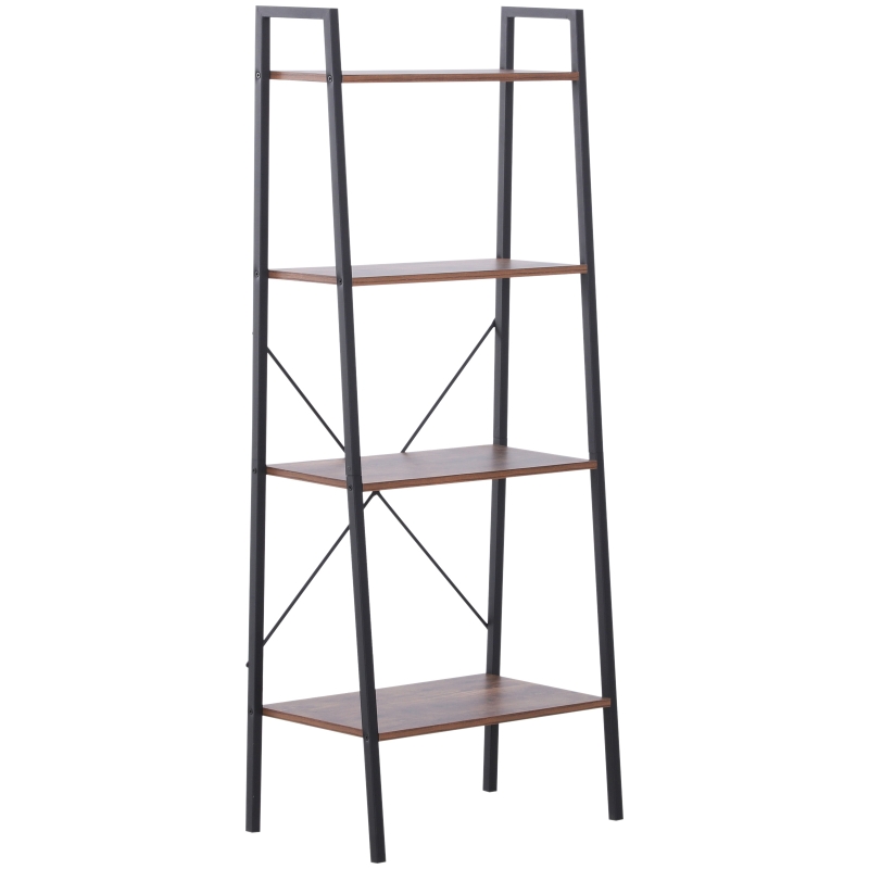 HOMCOM 4-Tier Vintage Ladder Shelf Bookcase Storage Rack Stand Plants Display Bookshelf
