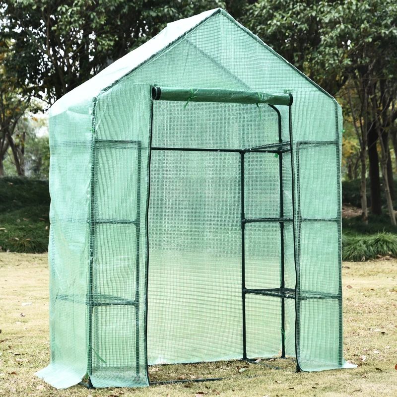 Outsunny Greenhouse W/ Shelves, 143x73x95 cm-Dark Green