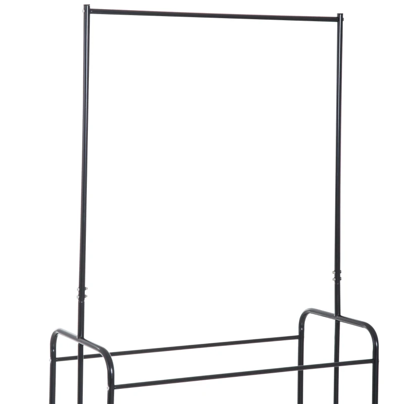 Wasmand wassorteerder waswagen kledingstang 4 sorteervakken op wielen