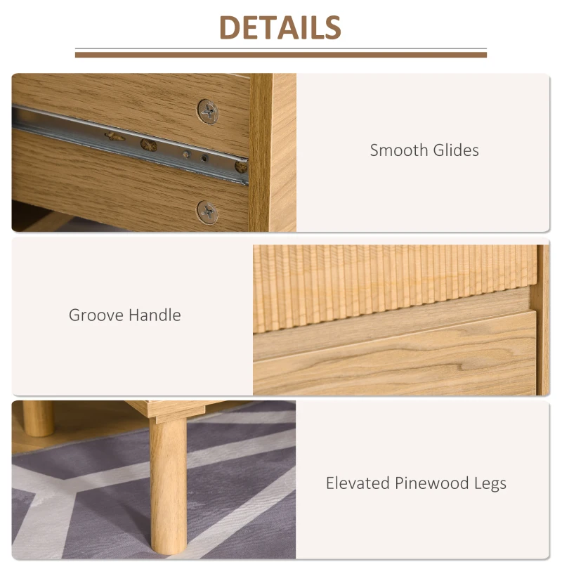 HOMCOM Bedside Drawer Chest Storage Cabinet Side Table Dresser for Living Room