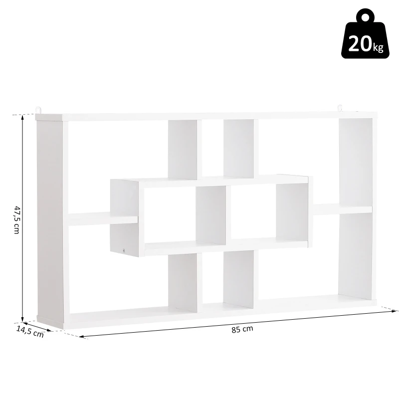 HOMCOM Wandstelling hangende stelling zwevende plank rek boekenplank wandplank organizer hout