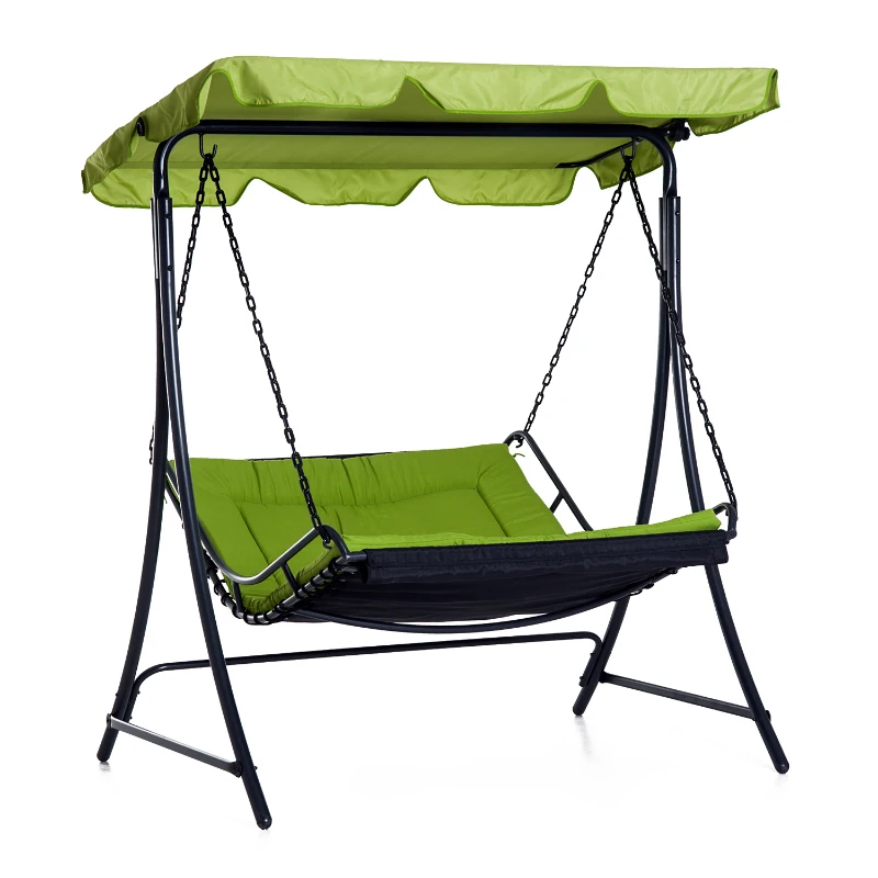 Outsunny Swing Chair Hammock Bed Seat Adjustable Canopy Cushion Green Outdoor Garden