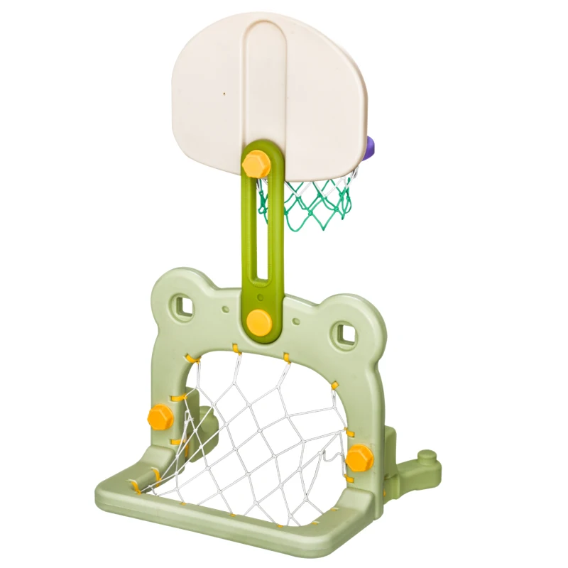 2-in-1 voetbal basketbal voetbaldoel basketbalmand kinderen speelgoed bal groen