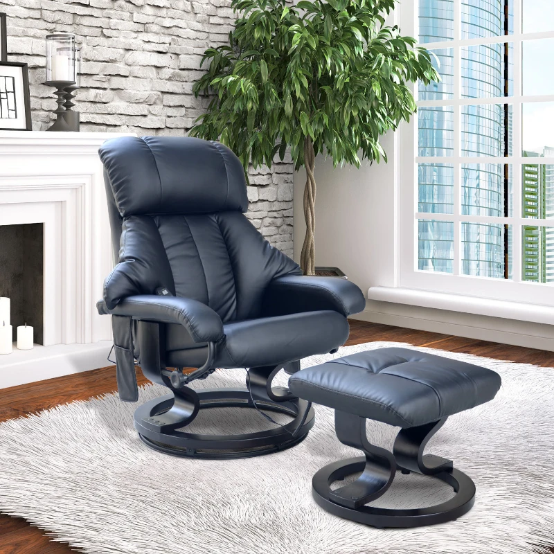 HOMCOM Recliner Massage Chair W/Foot Stool-Black