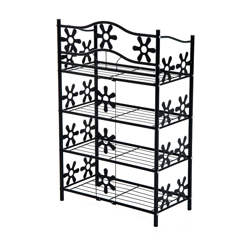 HOMCOM plantenrek bloemenrek plantenstandaard plantenetagere metaal 4 niveaus zwart