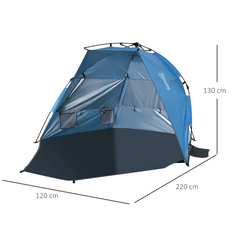 Pop-up tent voor 1-2 personen kampeertent met raam polyester glasvezel blauw