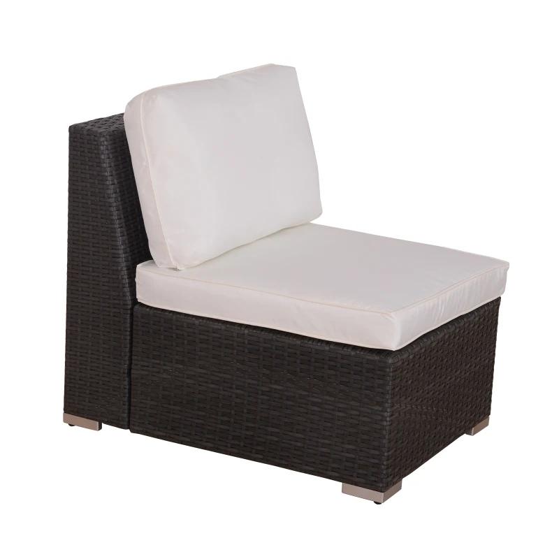 Outsunny 7 pc Rattan Sofa Set W/ Cushions-Black/Beige