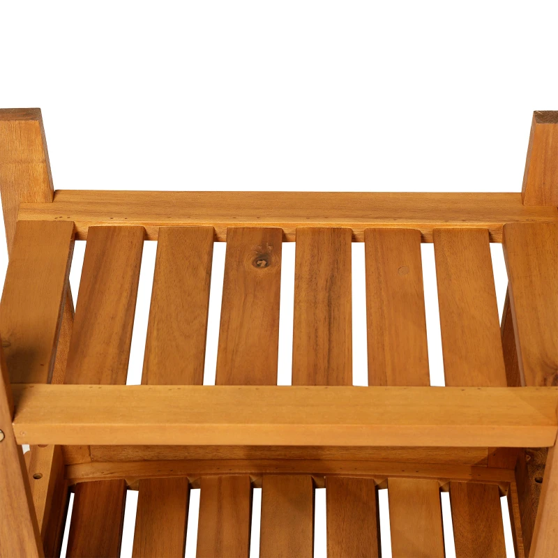 HOMCOM Acacia Wood Bathroom Shower Spa Sauna Stool Bench w/ Shelf Elderly Bath Teak