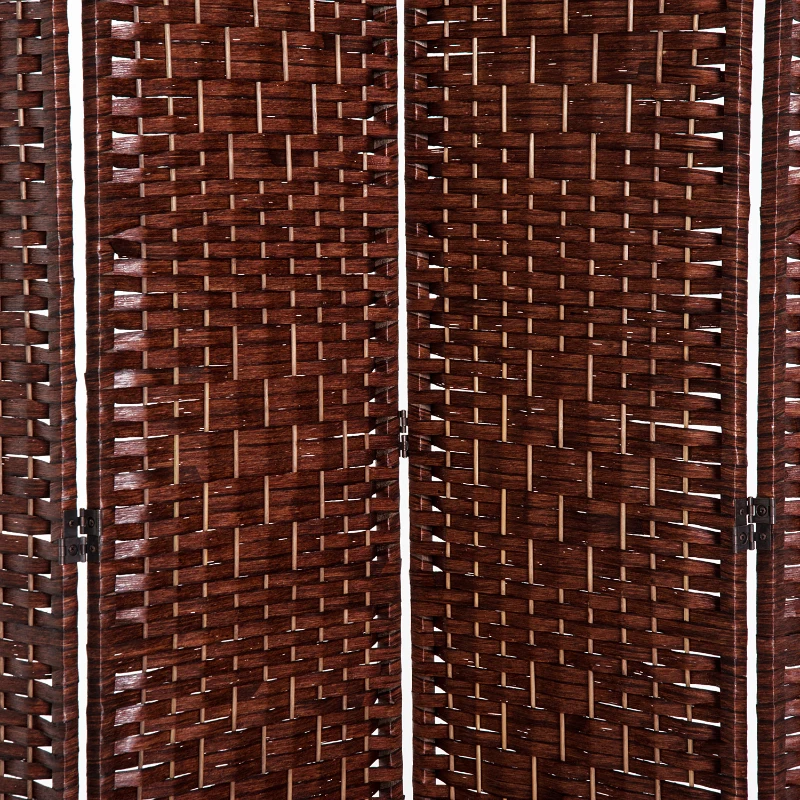 HOMCOM roomdivider kamerscherm Spaanse wand 4-delig 160x170 cm bamboe + hout bruin
