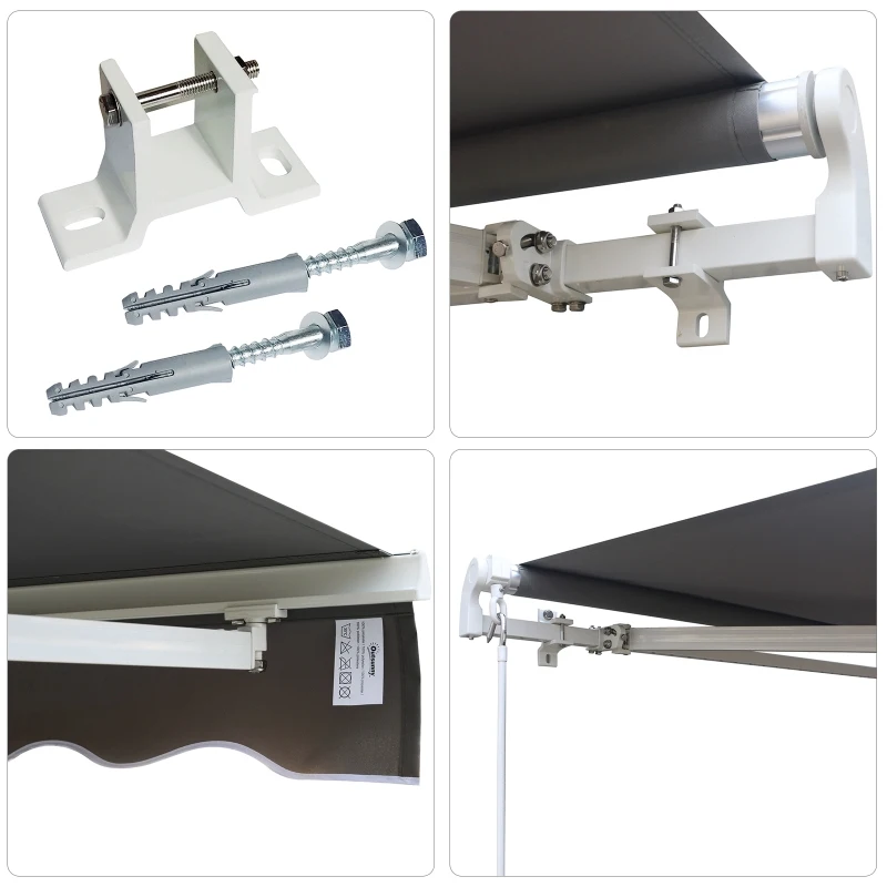 Outsunny Manual Retractable Awning, size (4m x3m)-Grey