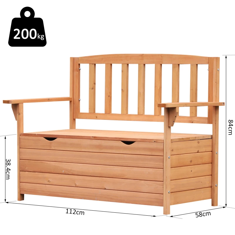 Outsunny Outdoor Garden Bench Patio Storage Box All Weather Deck Fir Wood